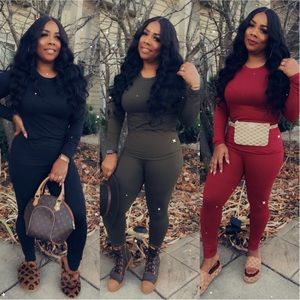 Burgundy 2 piece legging set